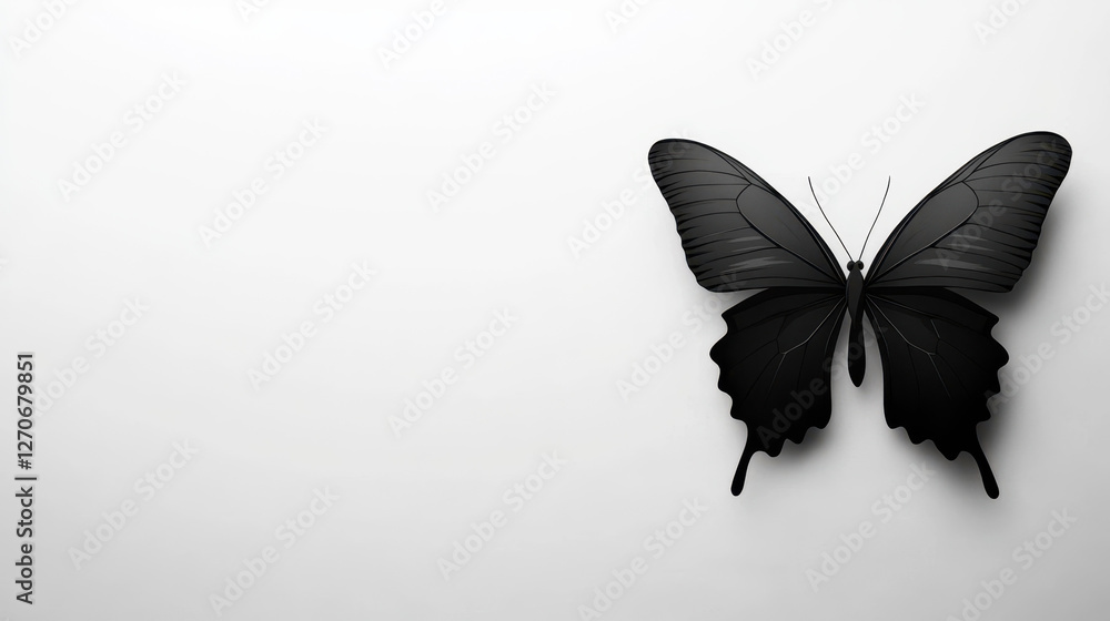 Obraz premium Stylized black butterfly silhouette on minimalistic background