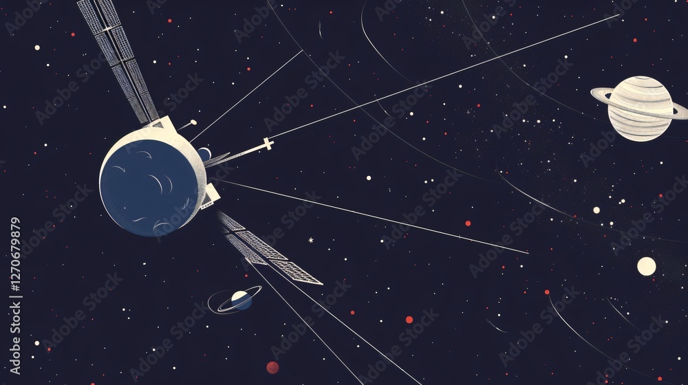Space Antenna Transmitting Data Wireless Signal to Earth