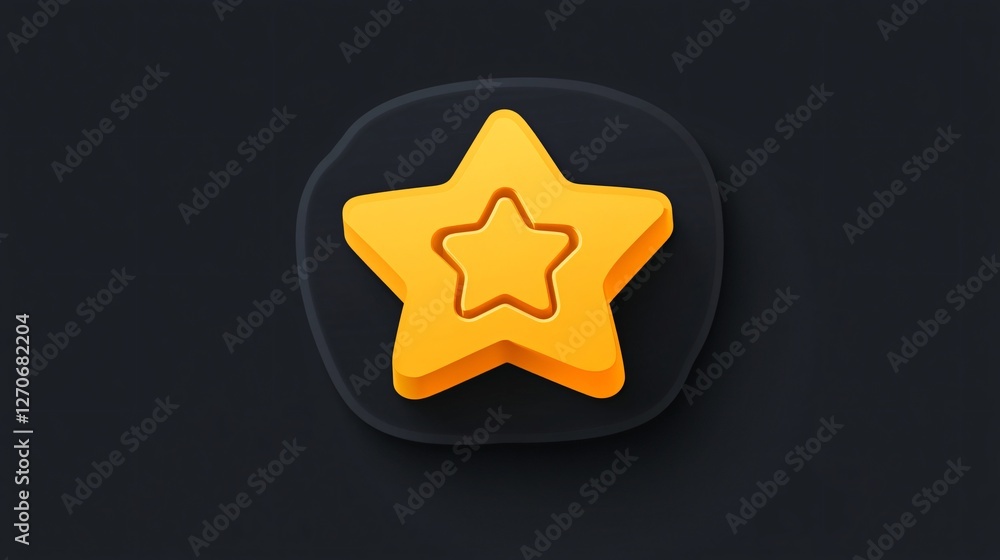 3D Speech Bubble with Star Icon for User Rating and Comment