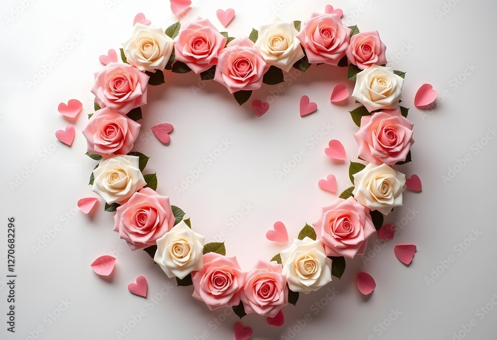 Pink roses heart with copy space Pink roses heart with copy space