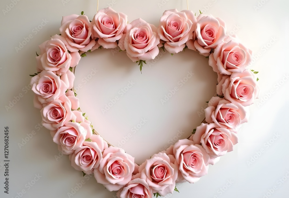 Pink roses heart with copy space Pink roses heart with copy space