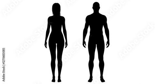 Black silhouette of a man and a woman. Male and female gender. Body silhouettes for medicine