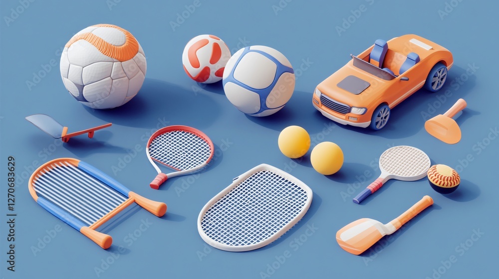 Sport 3D Icons: Volleyball, Baseball, Basketball, Soccer