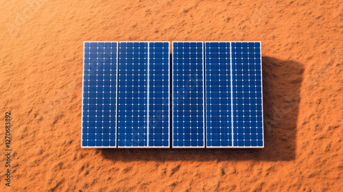 Obraz na płótnie Desert solar panel installation aerial view of renewable energy for a sustainable future w salonie
