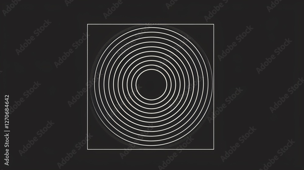 Geometric Flat Vector Illustration with Gray Square and Colorful Circles
