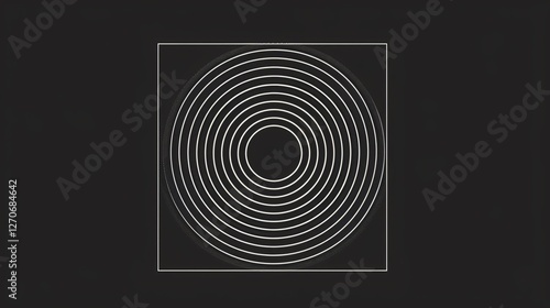 Obraz na płótnie Geometric Flat Vector Illustration with Gray Square and Colorful Circles w salonie