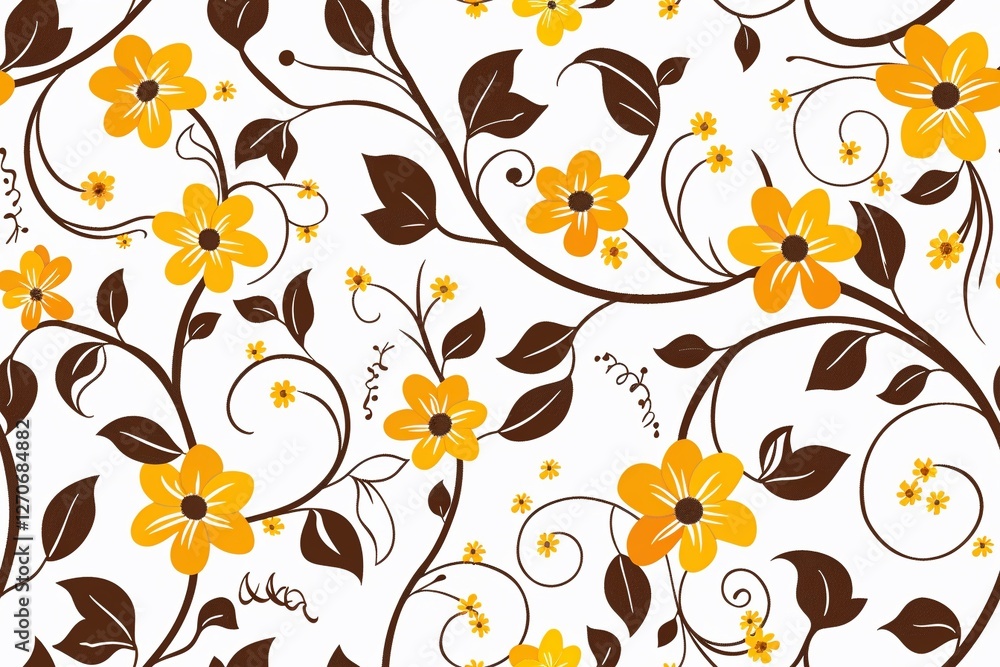 Yellow floral elements seamless pattern. Yellow floral elements seamless pattern.