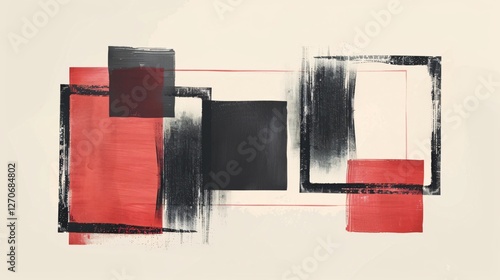 Squared Geometric Shapes Brushstrokes Illustration