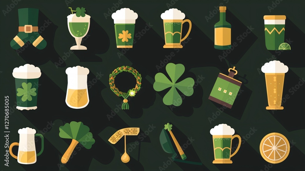 Vector Saint Patrick's Day Icon Set for Holiday Celebrations