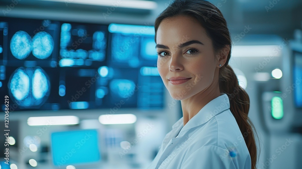 Fototapeta premium Healthcare insights medical professional analyzing lab data in high-tech environment