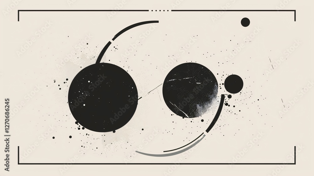 Geometric Background with Black Stains and Circles
