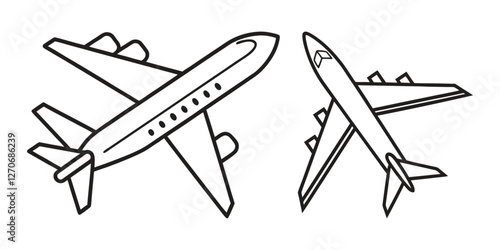 Vector set of airplane line art icon logo symbol illustration design