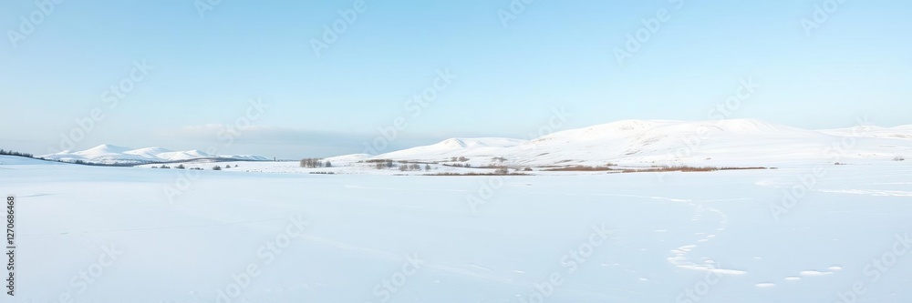 Isolated snow hills landscape winter snowdrift panoramic background, tranquil, nature, cold Isolated snow hills landscape winter snowdrift panoramic background, tranquil, nature, cold