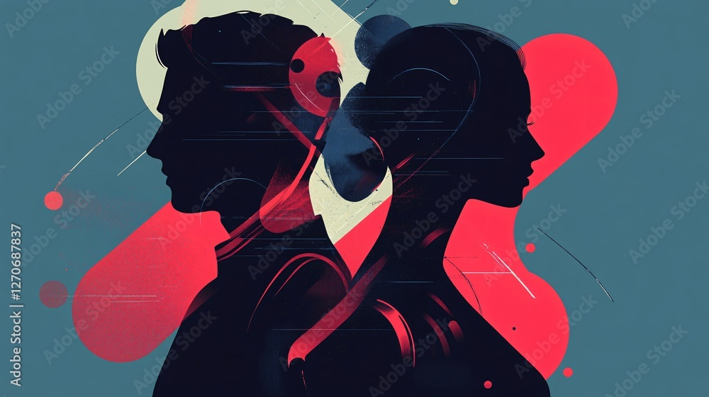 Staying Connected: People in a Flat-Style Illustration