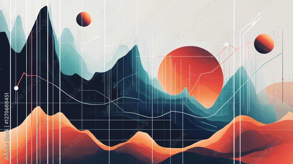 Stock Graph Vector Illustration Depicting Trading Market Concept