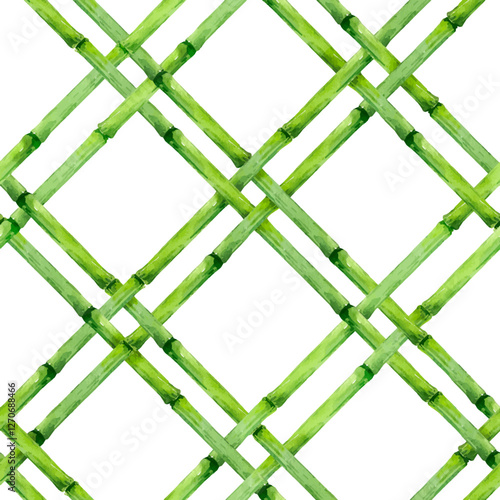 Beautiful vector seamless pattern with hand drawn bamboo lattice in vacation style. Ready print design.