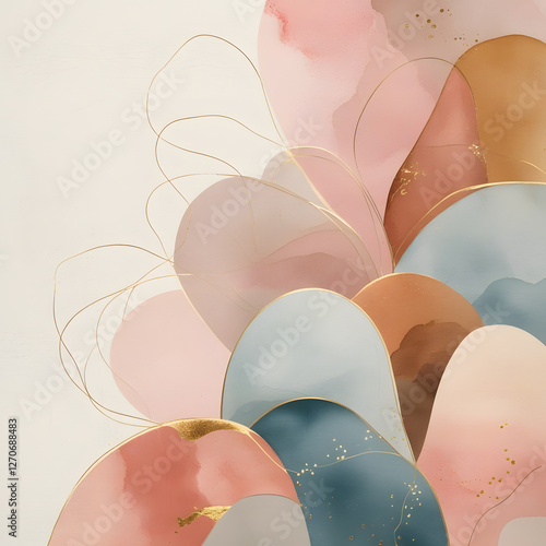 Immerse yourself in the beauty of minimalist pastel abstract layers, where hand-drawn organic shapes seamlessly overlap to create a visually soothing composition.