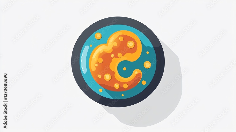 Stomach Vector Icon with Liquid Acid Bubbles Inside