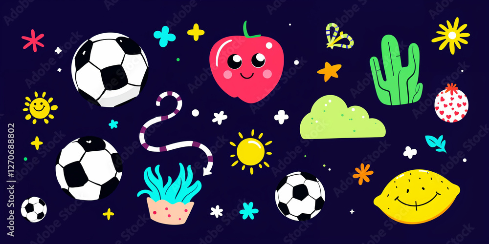 Obraz premium cartoon ball pattern. vector