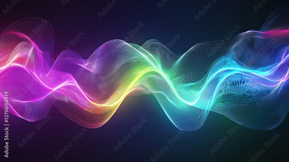 Abstract Rainbow Wave Art: Vibrant, Colorful, Digital Flow Abstract Rainbow Wave Art: Vibrant, Colorful, Digital Flow