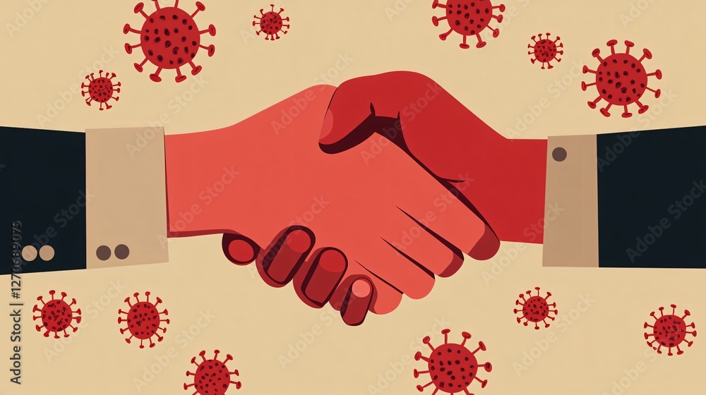 Caution: Handshake Sign to Avoid Infection Spread