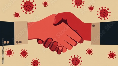 Obraz na płótnie Caution: Handshake Sign to Avoid Infection Spread w salonie