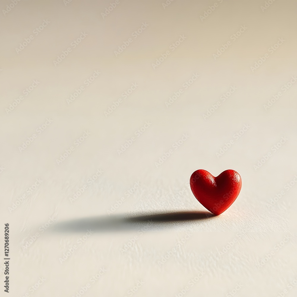 Fototapeta premium white background one 2D red little heart, Generative AI 
