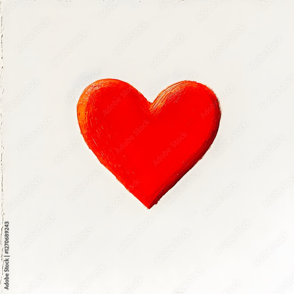 Fototapeta premium white background one 2D red little heart, Generative AI 