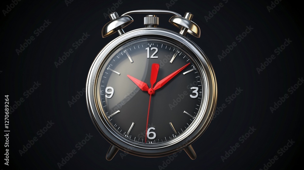 3D Stopwatch Icon: Metal Red Second Hand Isolated Object