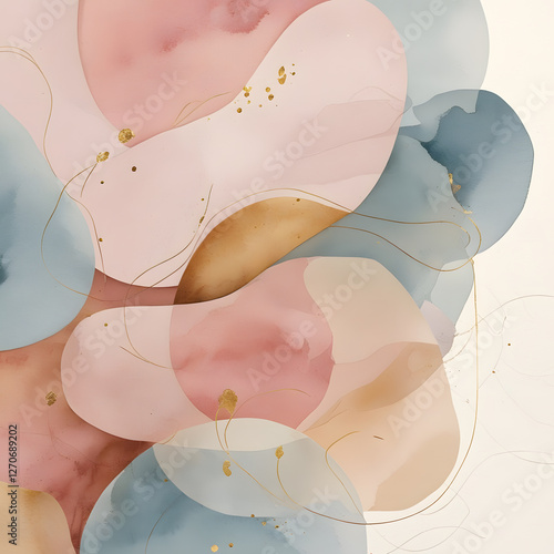 Immerse yourself in the beauty of minimalist pastel abstract layers, where hand-drawn organic shapes seamlessly overlap to create a visually soothing composition.