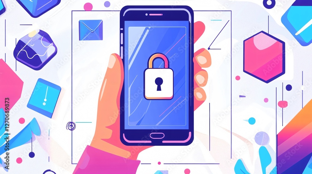 Freepik Vector Illustration of Hand Holding Locked Smartphone