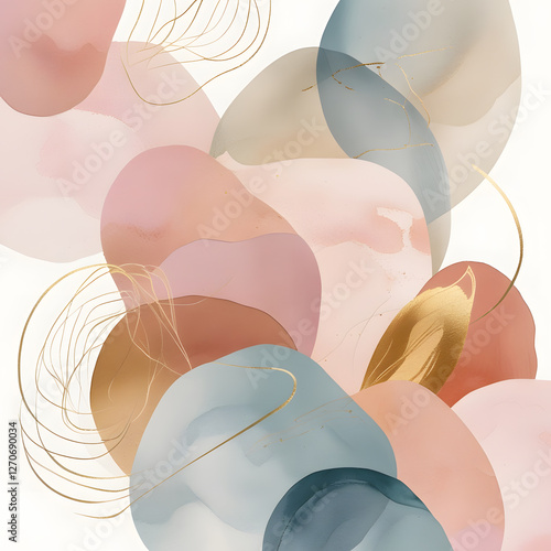 Immerse yourself in the beauty of minimalist pastel abstract layers, where hand-drawn organic shapes seamlessly overlap to create a visually soothing composition.