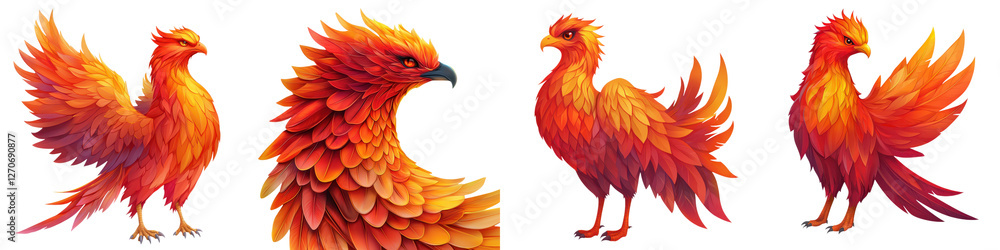 Majestic Fiery Phoenix Creature with Vibrant Feathers in Mythical Fantasy Art Depicting a powerful divine and sacred mythical bird with intense dynamic and energetic flames and a regal elegant Majestic Fiery Phoenix Creature with Vibrant Feathers in Mythical Fantasy Art Depicting a powerful divine and sacred mythical bird with intense dynamic and energetic flames and a regal elegant