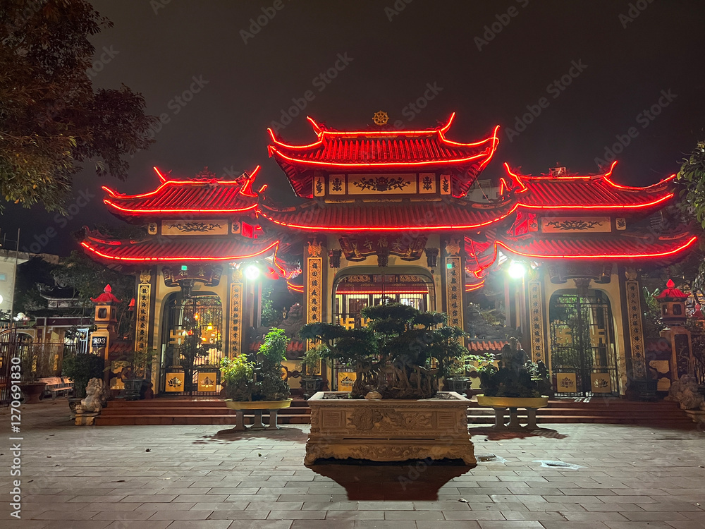 Chua My Khe temple at night in Da Nang