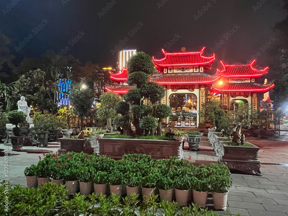 Chua My Khe temple at night in Da Nang