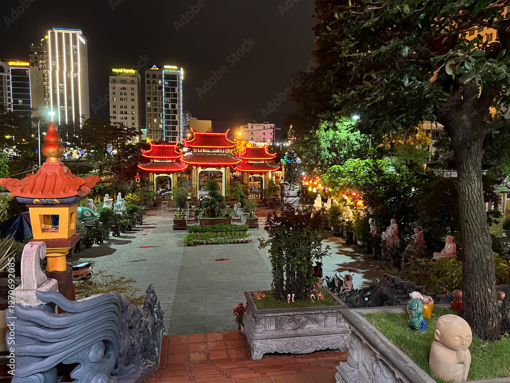 Chua My Khe temple at night in Da Nang