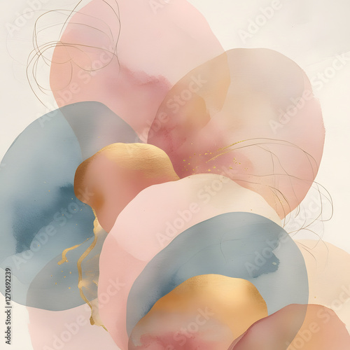 Immerse yourself in the beauty of minimalist pastel abstract layers, where hand-drawn organic shapes seamlessly overlap to create a visually soothing composition.