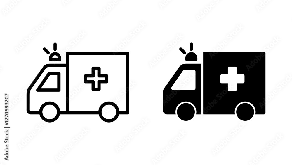 Ambulance icon vector. ambulance truck sign and symbol. ambulance car Ambulance icon vector. ambulance truck sign and symbol. ambulance car