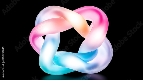 Geometric Knot with Colorful Gradient on Black Background