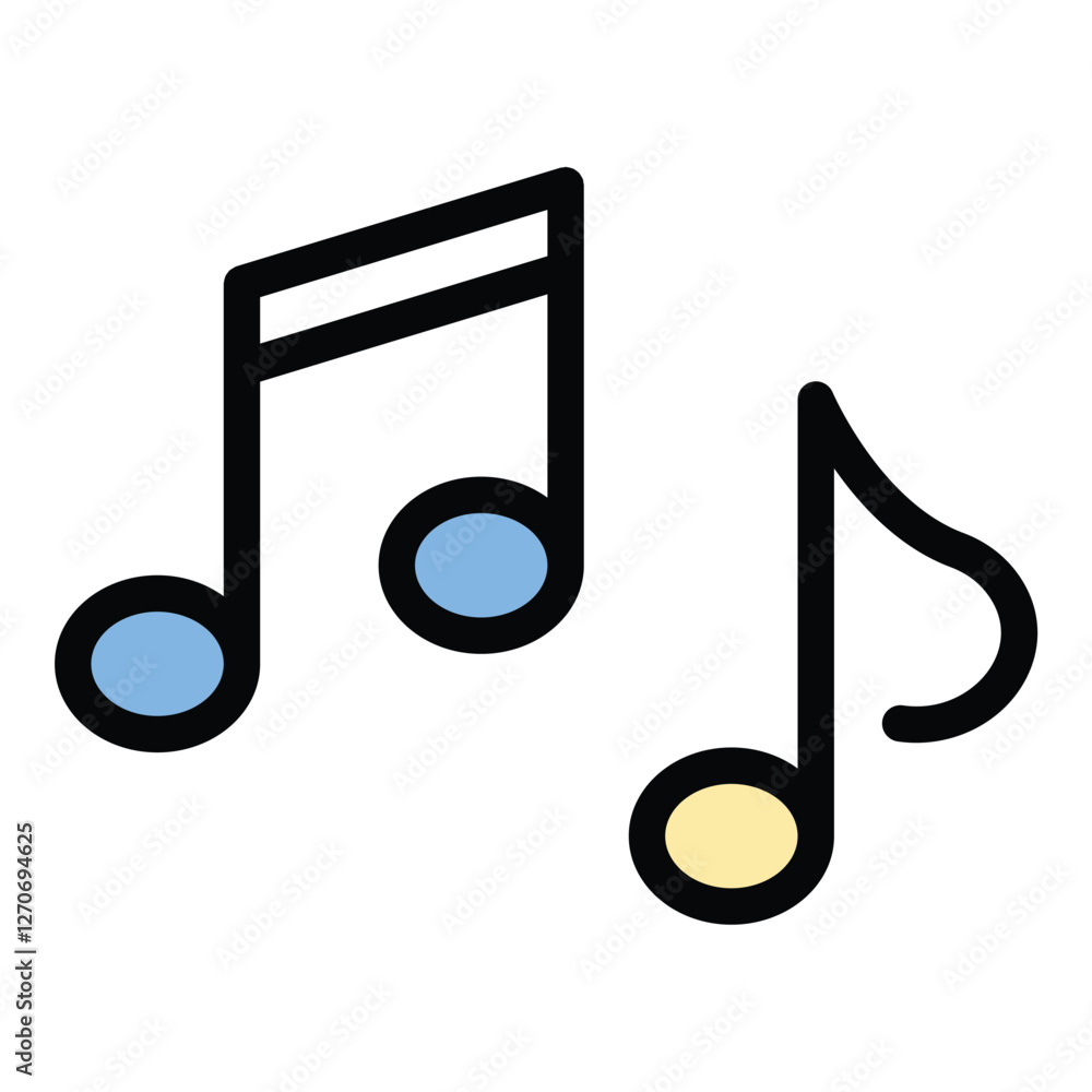 Music Icon Melodic Sound in Flat Line Color Style Music Icon Melodic Sound in Flat Line Color Style