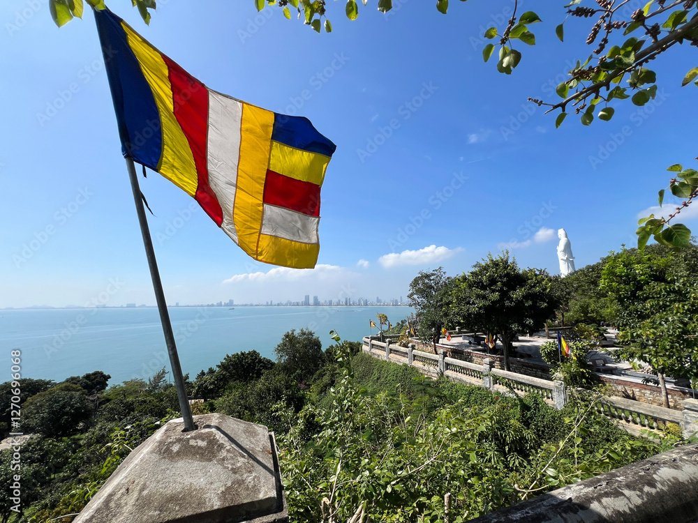 Buddhism flag at Chau Linh Ung in Da Nang