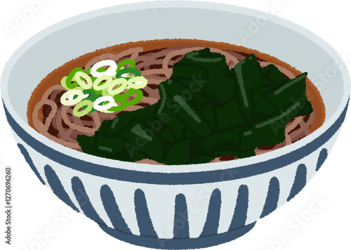 わかめそばのイラスト