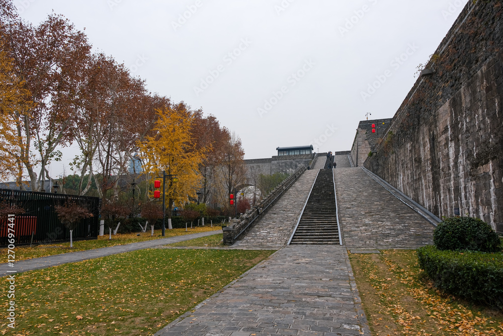 Fototapeta premium 中国 南京市、南京城の城門、中華門