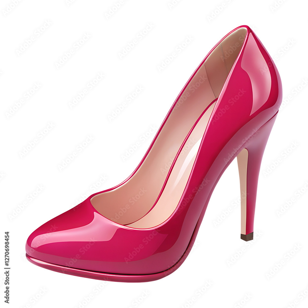 Red female high heel shoe. 3d rendering isolated on white background. Cartoon plastic style icon Red female high heel shoe. 3d rendering isolated on white background. Cartoon plastic style icon