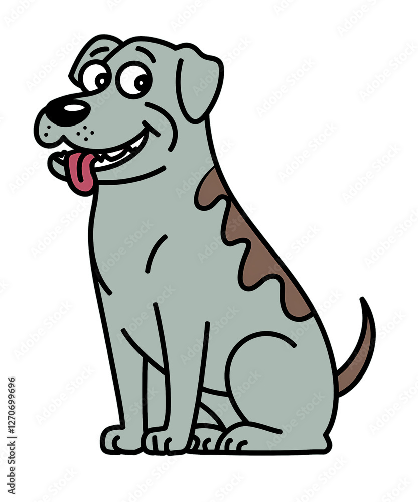 Obraz premium Funny cartoon illustration of a happy puppy with a cute, brown and white husky chihuahua mix dog head, isolated on white background, representing a playful and friendly pet breed