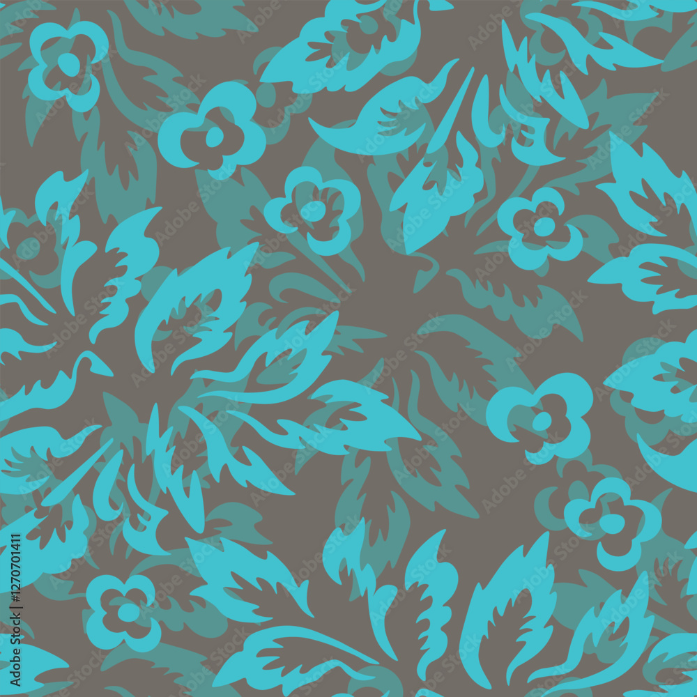 Seamless blooming floral pattern based on hand drawn art ornaments. Colorful flowers on color background. Vector illustration. Simple minimalistic pattern for fabric, textile. Seamless blooming floral pattern based on hand drawn art ornaments. Colorful flowers on color background. Vector illustration. Simple minimalistic pattern for fabric, textile.