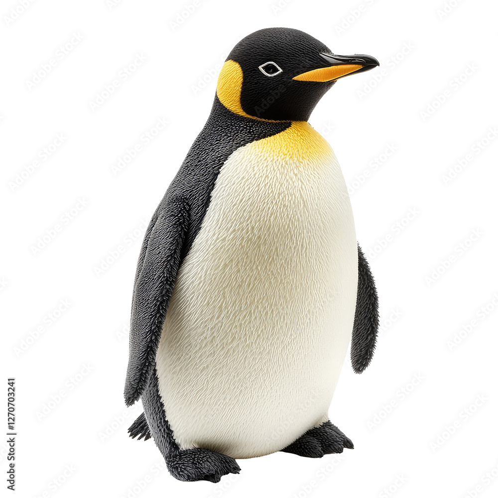 Obraz premium Soft Toy Penguin in Side View from Antarctic Region with No Shadow for Children and Collectors
