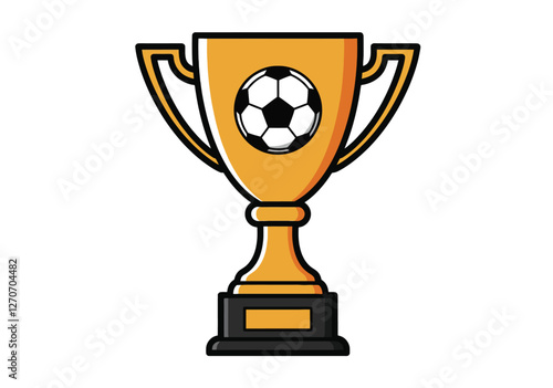 Football trophy clip art. This image shows a golden trophy with a soccer ball in the center. Vector illustration design.