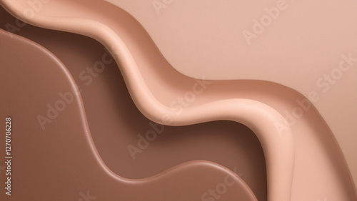 Abstract Mocha Mousse Flowing Forms on Gradient Background