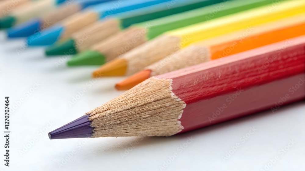 Vibrant Palette: Close-up shot of colorful pencils arranged in a neat row, evoking the essence of creativity, art, and design. Vibrant Palette: Close-up shot of colorful pencils arranged in a neat row, evoking the essence of creativity, art, and design.